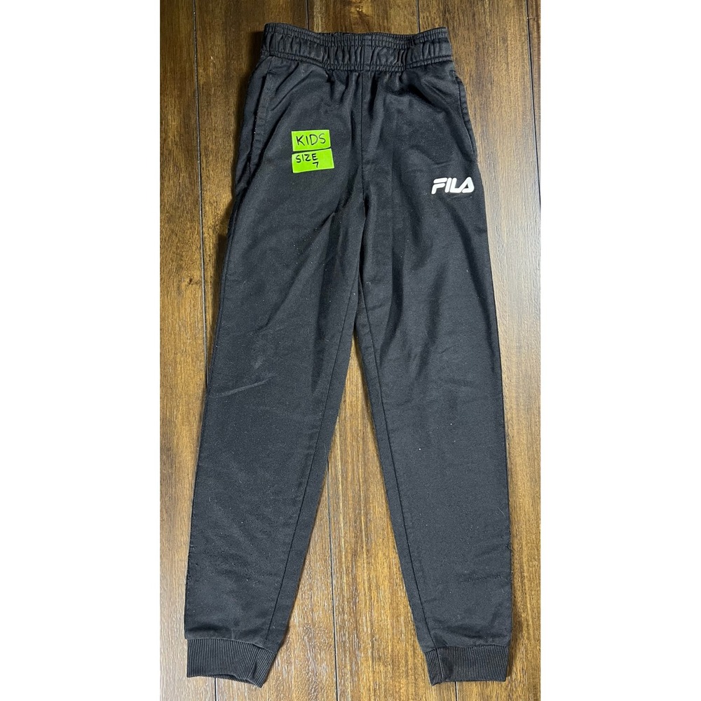Fila Boys Black Jogger Sweatpants Fleece Lined Size 7 55F972